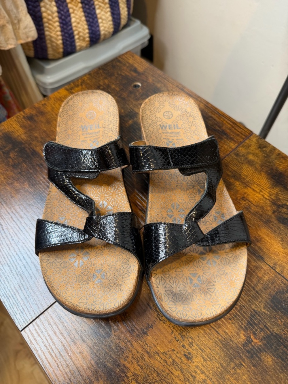 Dr Andrew Weil Faith Black Snake Orthotic Sandal - Women's Size 41/US10